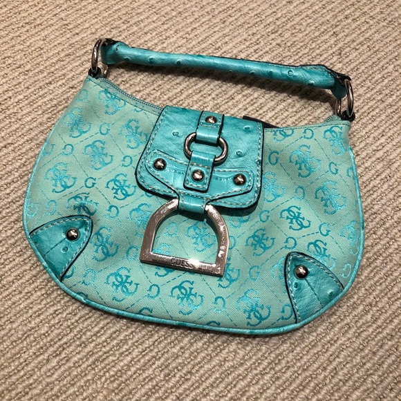 Guess Logo Turquoise Mini Purse - Picture 1 of 5